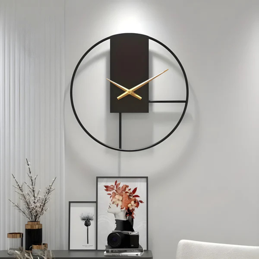 Orologio da Parete in Metallo Nero Stile Scandinavo Elara Haus