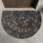 Elara Casa Doormat a Semicerchio con Motivo in Pietra