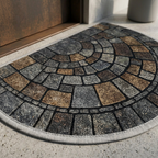Elara Casa Doormat a Semicerchio con Motivo in Pietra