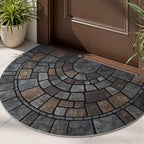 Elara Casa Doormat a Semicerchio con Motivo in Pietra