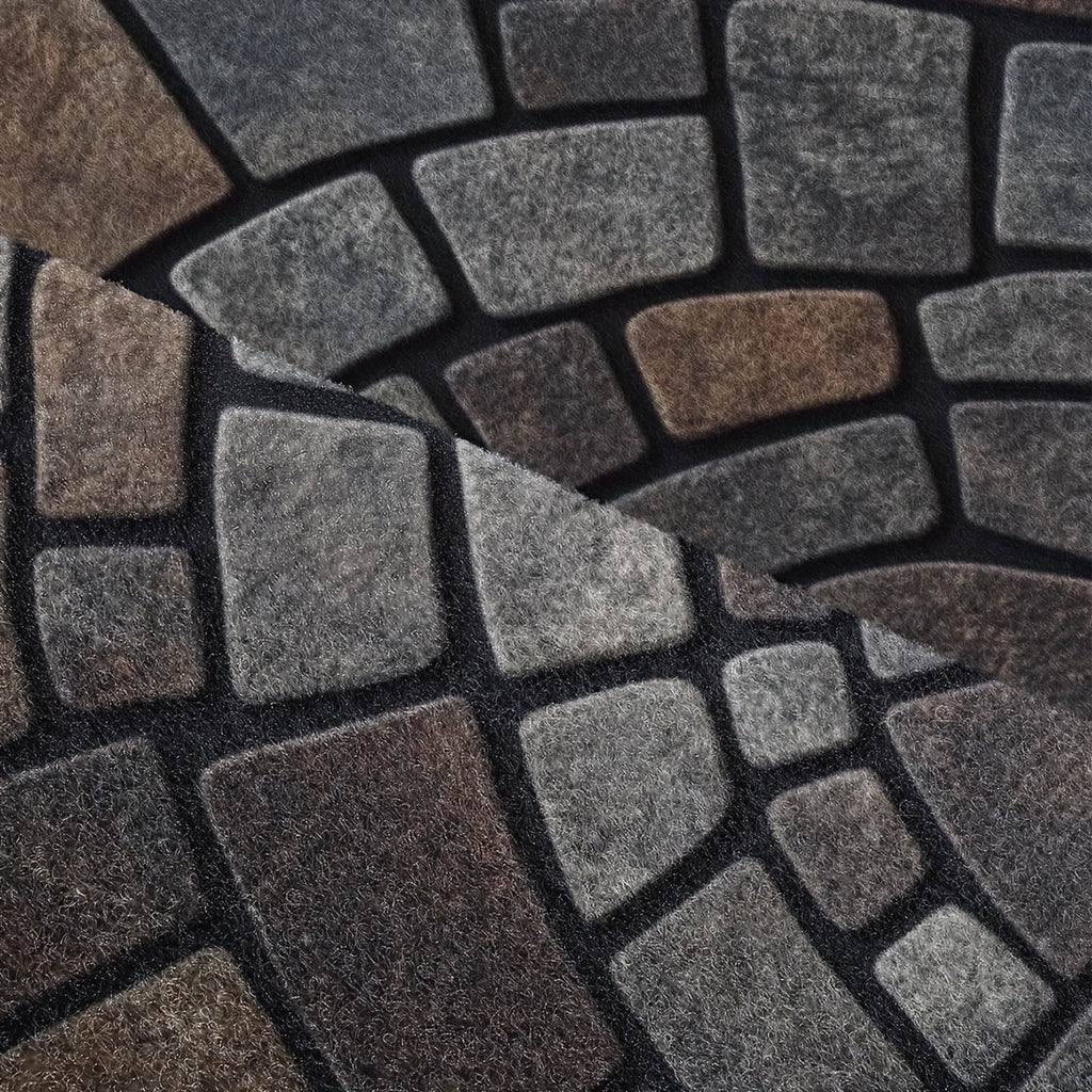 Elara Casa Doormat a Semicerchio con Motivo in Pietra