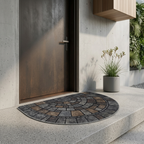 Elara Casa Doormat a Semicerchio con Motivo in Pietra