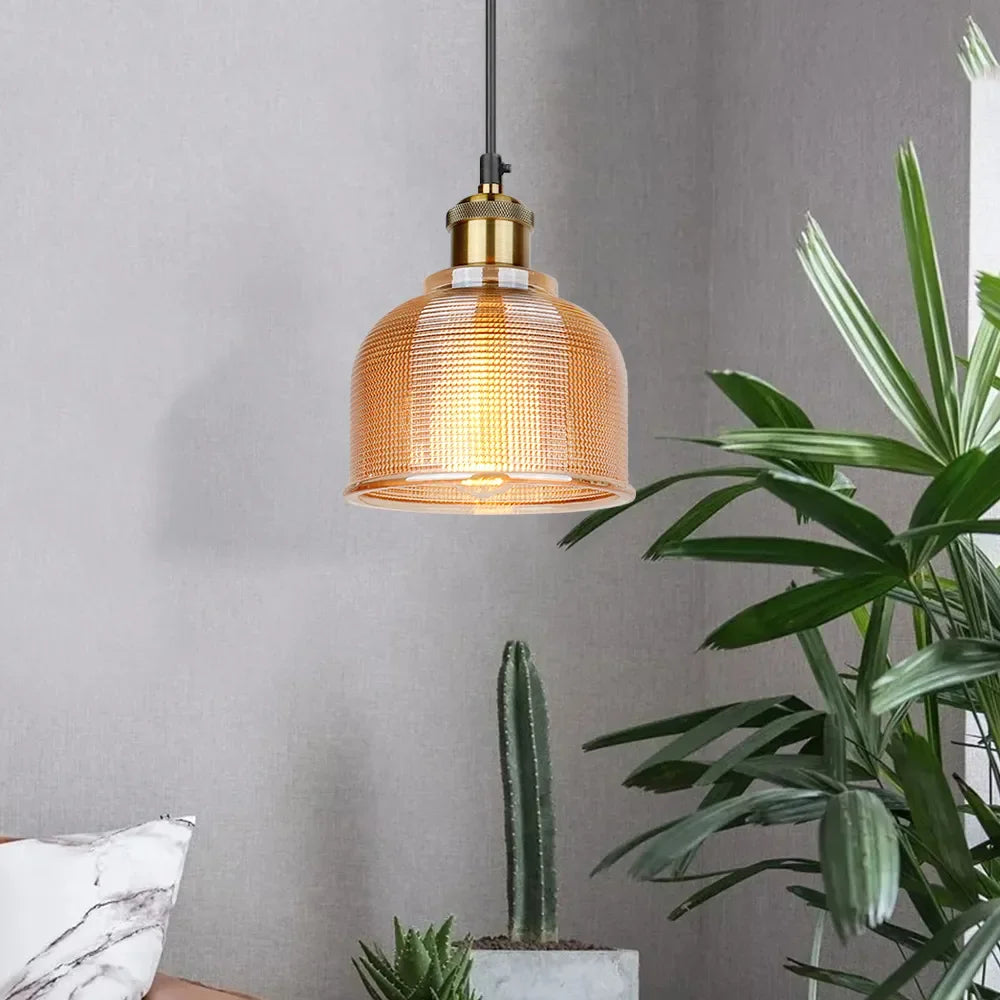 Elara Haus Lampada da Soffitto Stilosa in Ottone e Vetro Stile Mid-Century