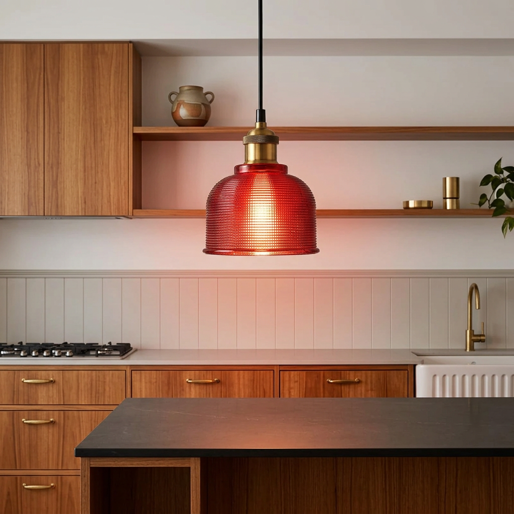 Elara Haus Lampada da Soffitto Stilosa in Ottone e Vetro Stile Mid-Century