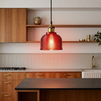 Elara Haus Lampada da Soffitto Stilosa in Ottone e Vetro Stile Mid-Century