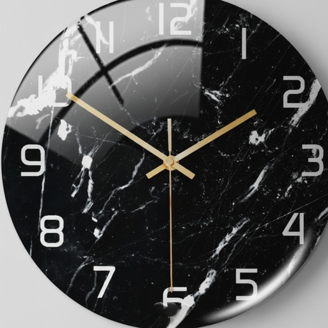 Elara Haus Orologio da Parete in Stile Nordico con Stampa in Marmo Lucido