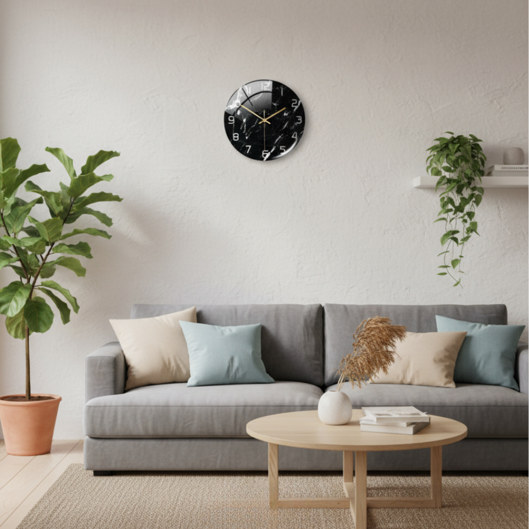Elara Haus Orologio da Parete in Stile Nordico con Stampa in Marmo Lucido