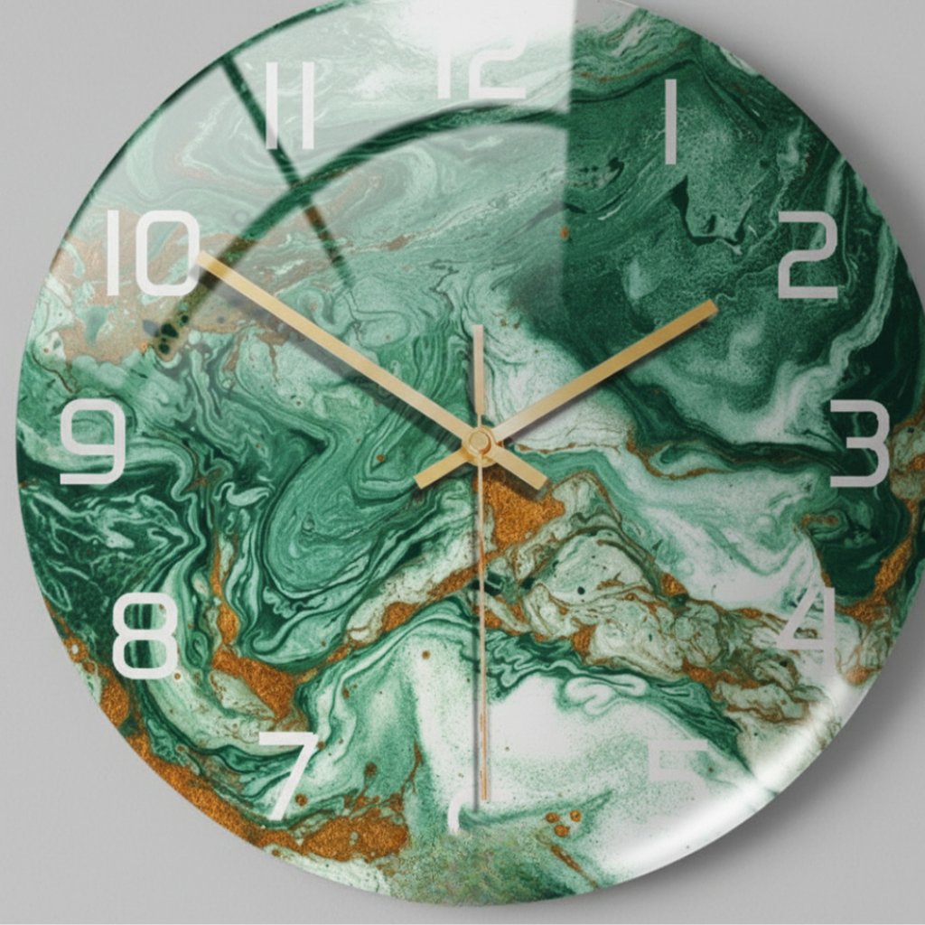 Elara Haus Orologio da Parete in Stile Nordico con Stampa in Marmo Lucido
