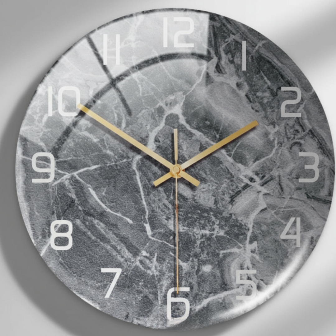 Elara Haus Orologio da Parete in Stile Nordico con Stampa in Marmo Lucido