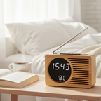 Orologio da Notte in Legno Stile Nordico Elara Haus con Sintonizzatore Radio FM