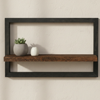 Elara Haus Stile Rustico Shelf Galleggiante in Legno e Metallo - Arte d'Interni Minimalista