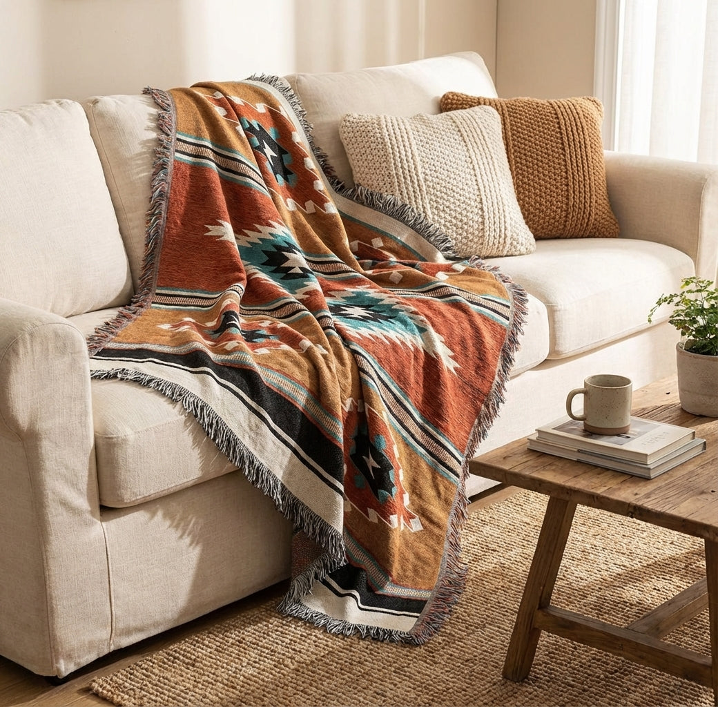 Elara Haus Coperta - Lanci in Poliestere e Cotone Vibranti 130cm x 170cm