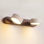 Elara Haus Applique in Travertino Doppio – Luce da Parete in Pietra Calcarea Pitting e Noce