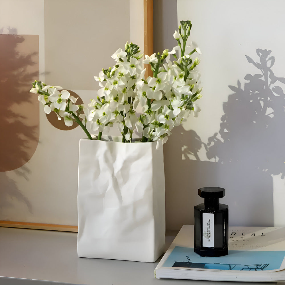 Vaso per Fiori Unico in Stile Carta Stropicciata Elara Haus