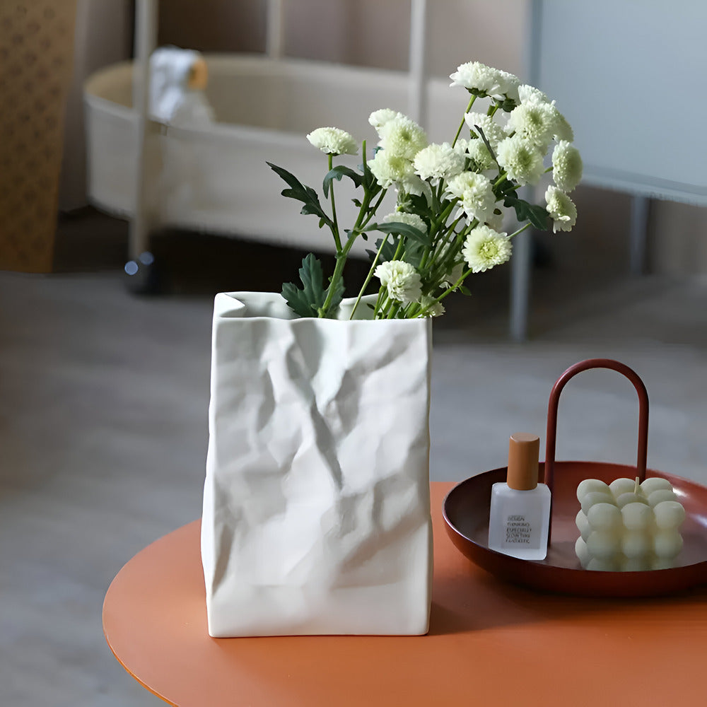Vaso per Fiori Unico in Stile Carta Stropicciata Elara Haus