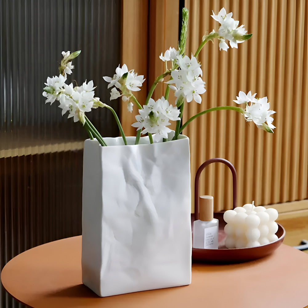 Vaso per Fiori Unico in Stile Carta Stropicciata Elara Haus