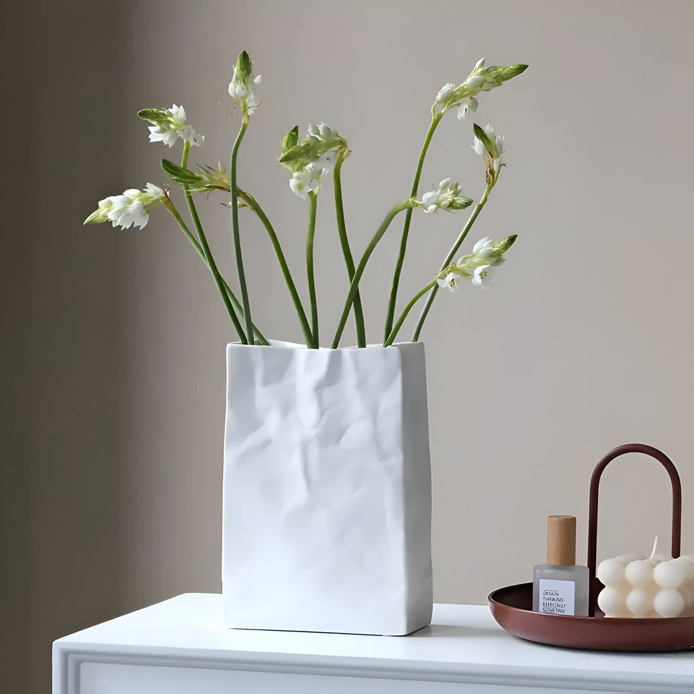 Vaso per Fiori Unico in Stile Carta Stropicciata Elara Haus