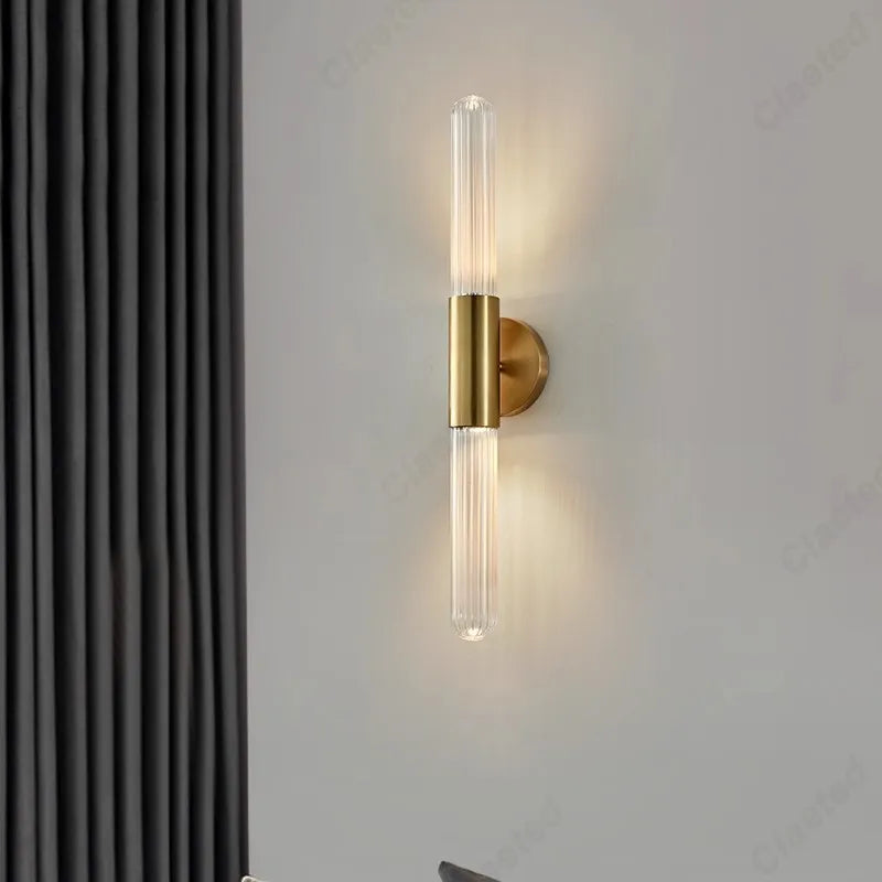 Elara Haus Applique da Parete in Vetro e Ottone Verticale a Righe