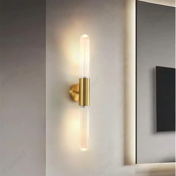 Elara Haus Applique da Parete in Vetro e Ottone Verticale a Righe