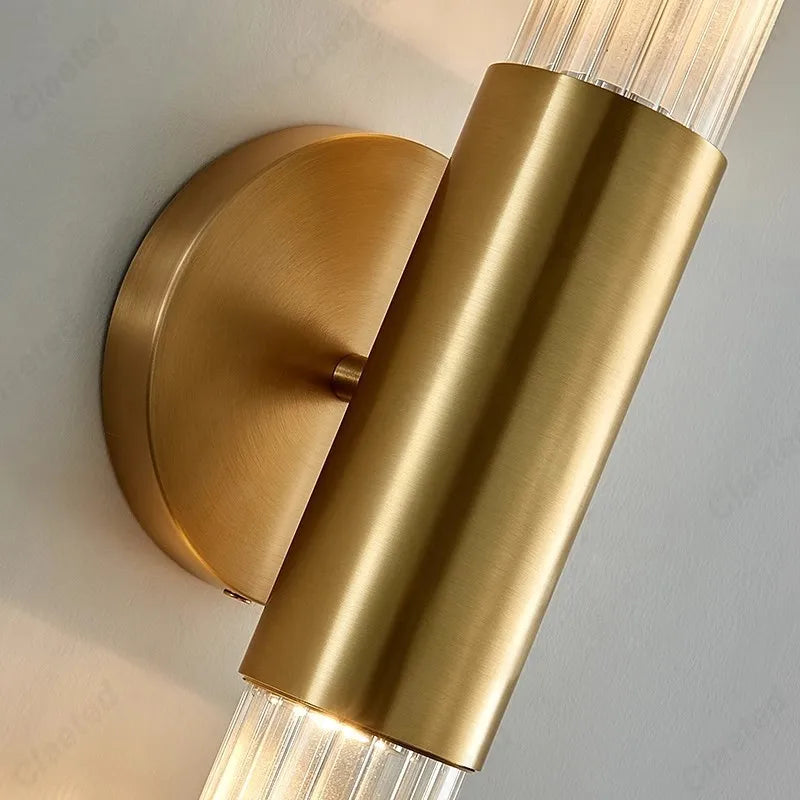 Elara Haus Applique da Parete in Vetro e Ottone Verticale a Righe
