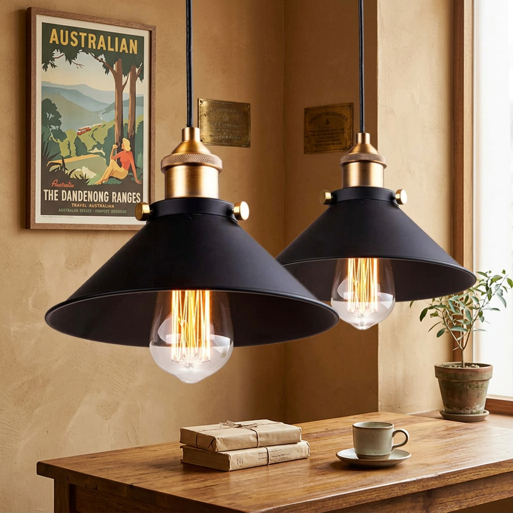 Elara Haus Vintage Bistro Lampada a Sospensione Conica