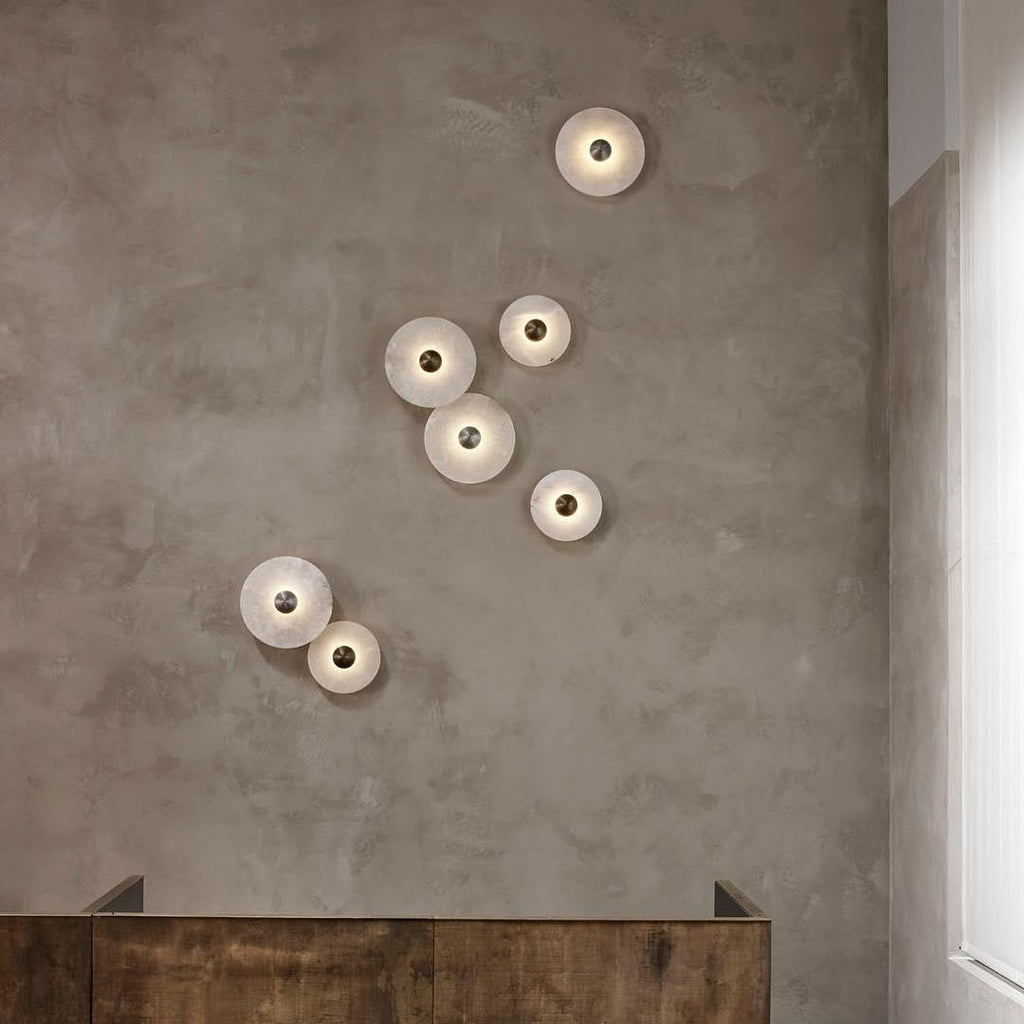 Elara Haus Applique da Parete - Applique in Design Alabastro con Finitura in Ottone