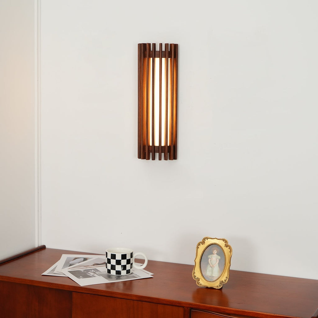 Elara Haus Applique da Parete - Lampada da Parete Elegante in Legno di Noce