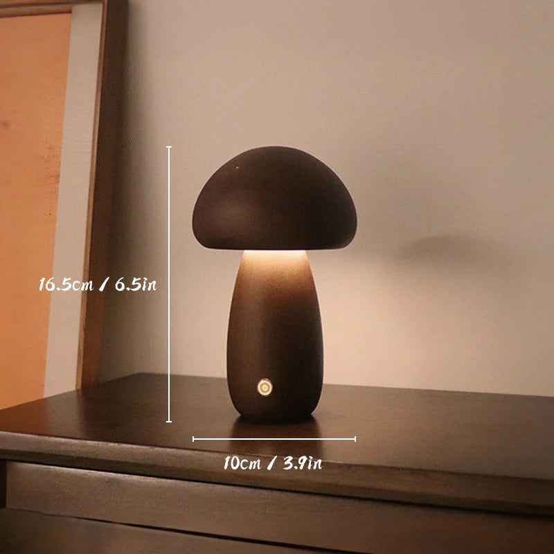 Elara Haus Lampada Notturna LED a Fungo in Legno Fantasioso