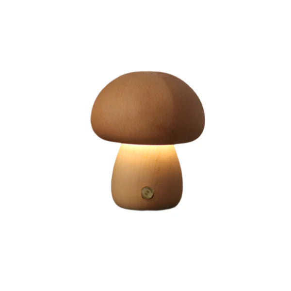 Elara Haus Lampada Notturna LED a Fungo in Legno Fantasioso