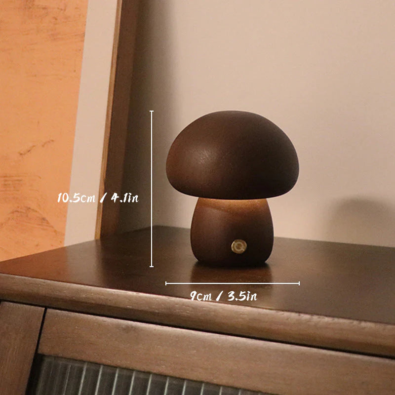 Elara Haus Lampada Notturna LED a Fungo in Legno Fantasioso