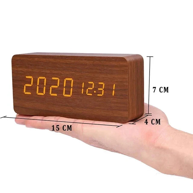 Orologio Digitale da Scrivania Elara Haus con Blocco in Legno