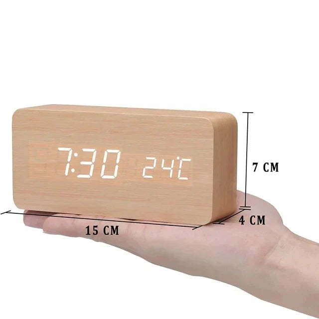 Orologio Digitale da Scrivania Elara Haus con Blocco in Legno