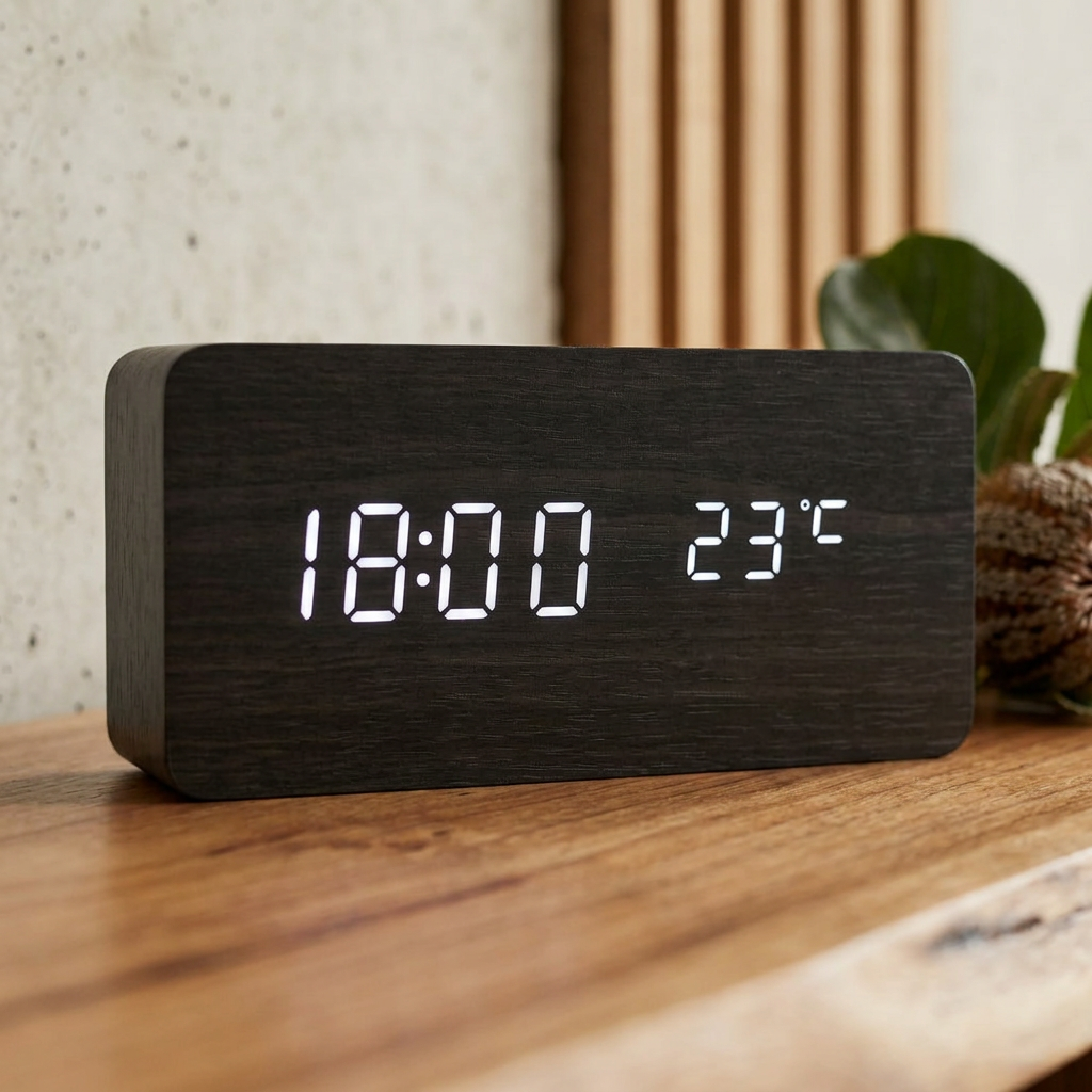 Orologio Digitale da Scrivania Elara Haus con Blocco in Legno