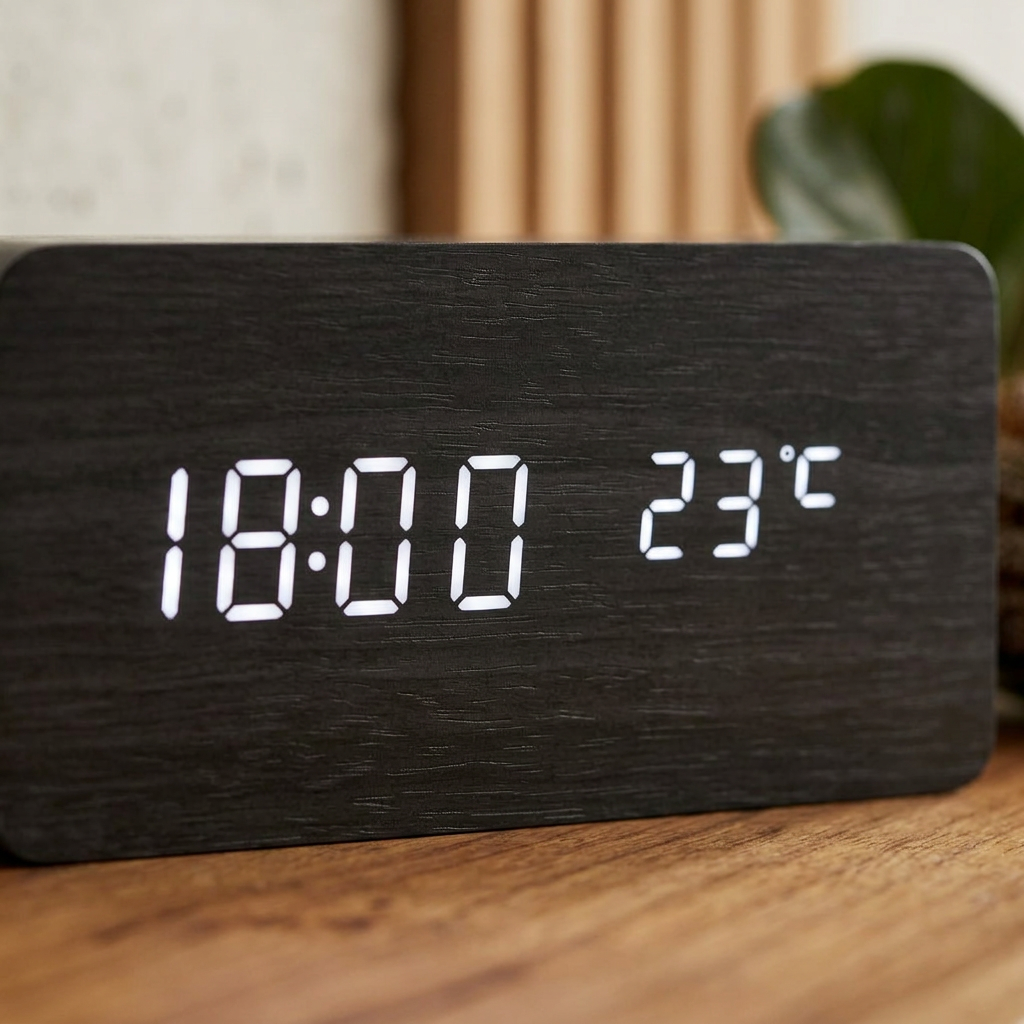 Orologio Digitale da Scrivania Elara Haus con Blocco in Legno