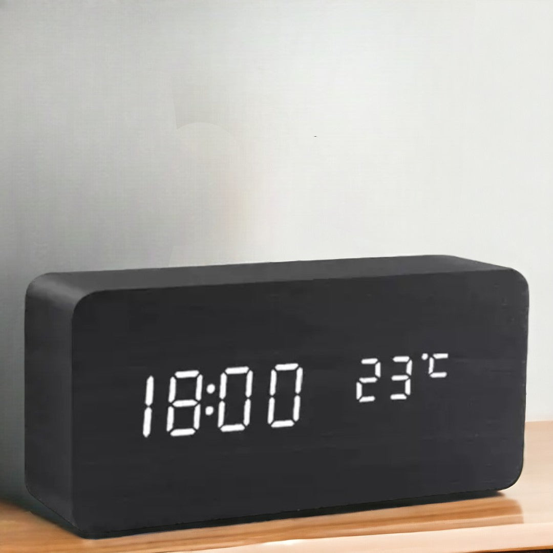 Orologio Digitale da Scrivania Elara Haus con Blocco in Legno