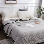 Elara Haus Coperta Letto con Cuciture a Strisce Orizzontali