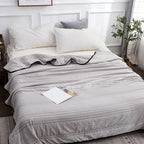 Elara Haus Coperta Letto con Cuciture a Strisce Orizzontali