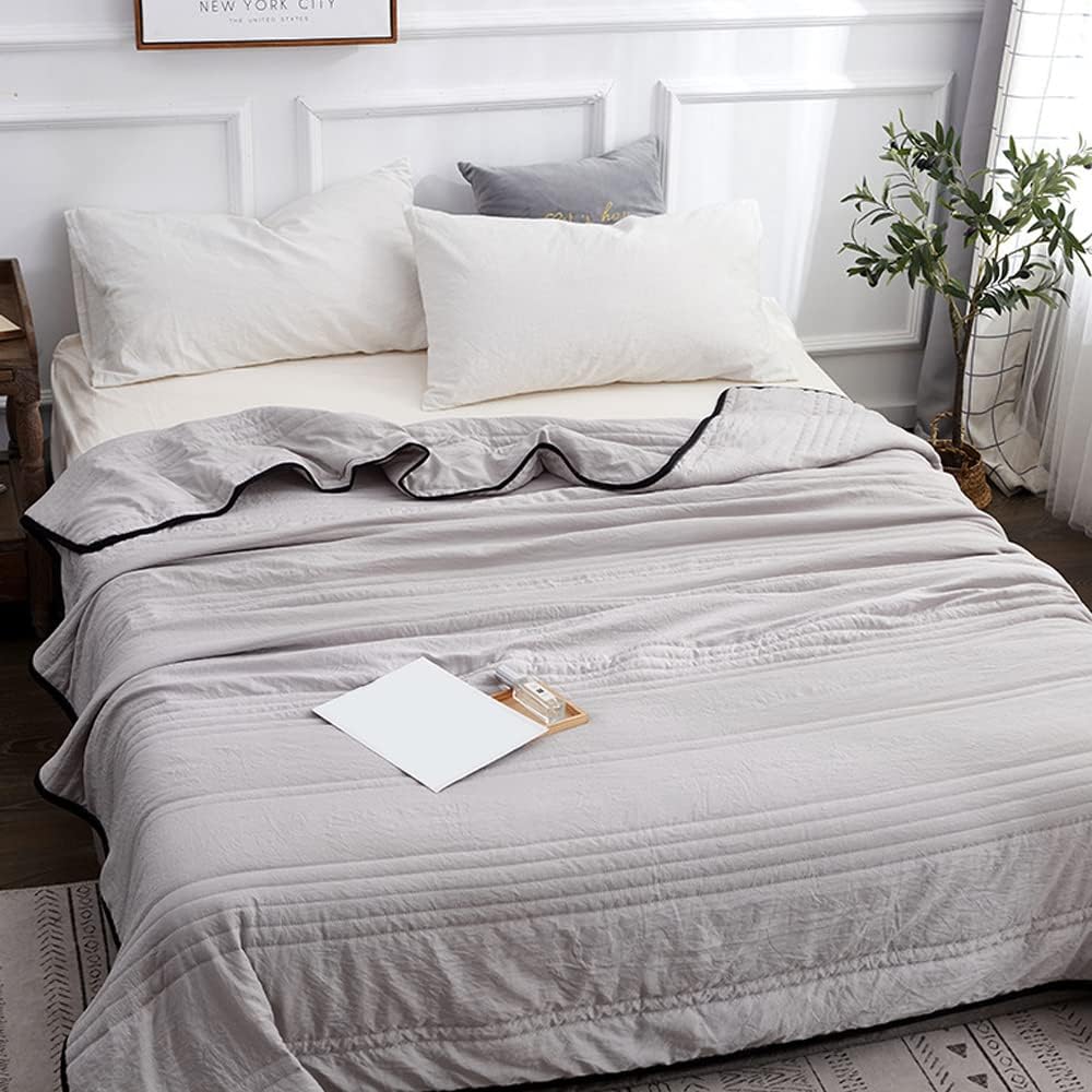 Elara Haus Coperta Letto con Cuciture a Strisce Orizzontali