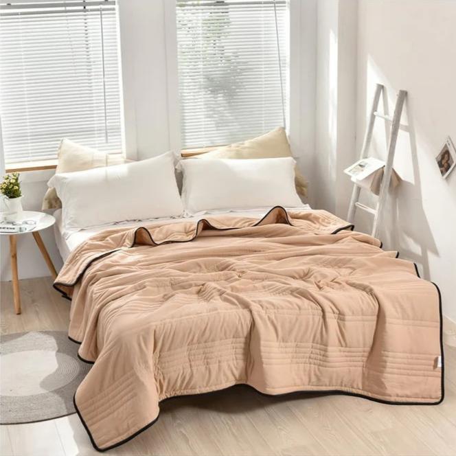 Elara Haus Coperta Letto con Cuciture a Strisce Orizzontali