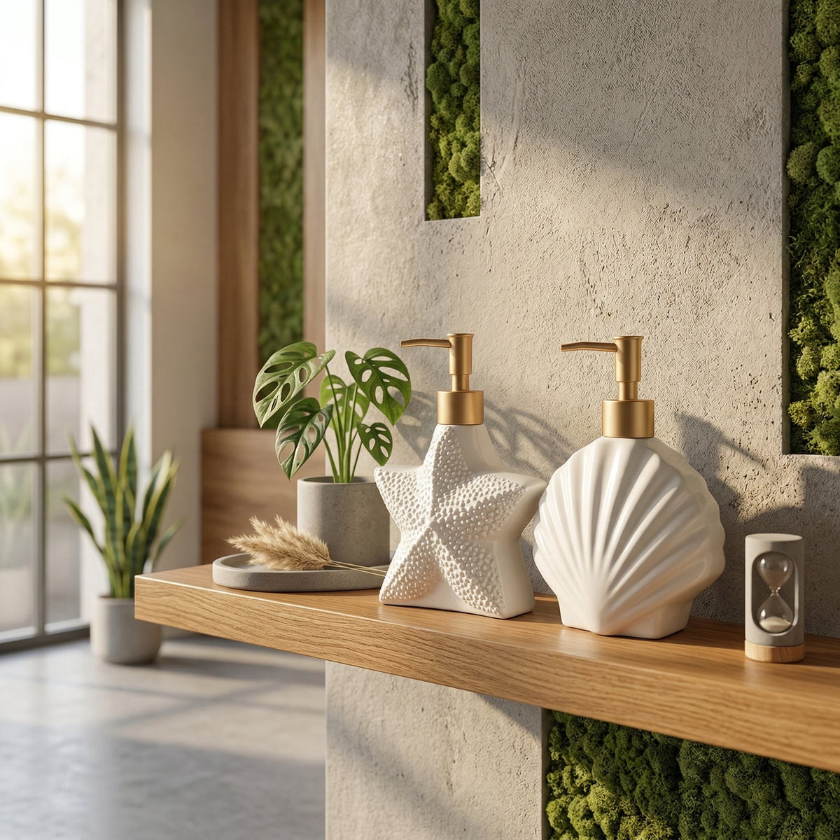 Elara Haus Nautical Ceramic Soap Pump – Edizione Bianco Rilievo