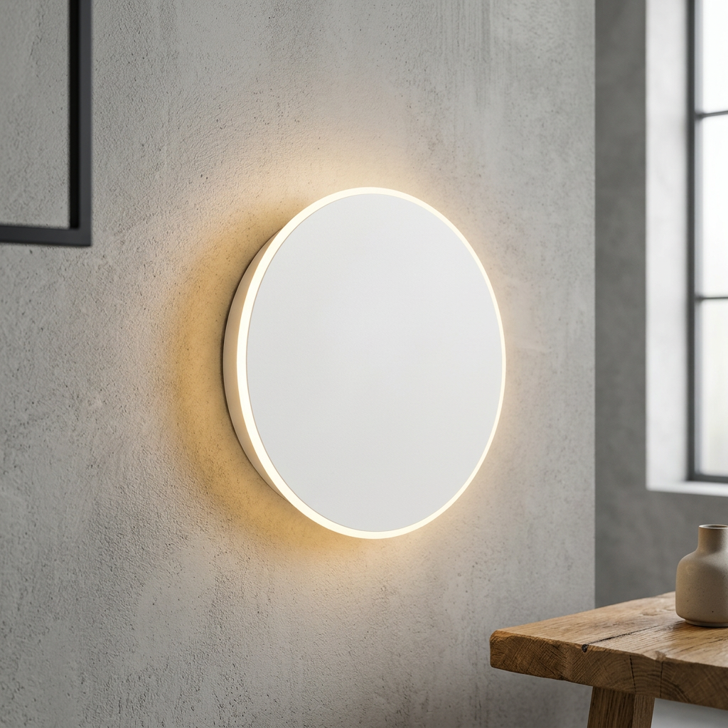 Applique Elara Haus - Luce da parete LED rotonda in alluminio retroilluminata