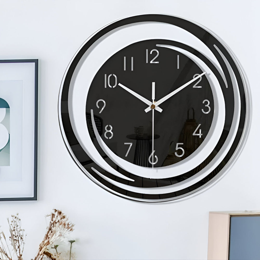 Sorana - Orologio da parete moderno in acrilico nero design scandinavo 30 cm