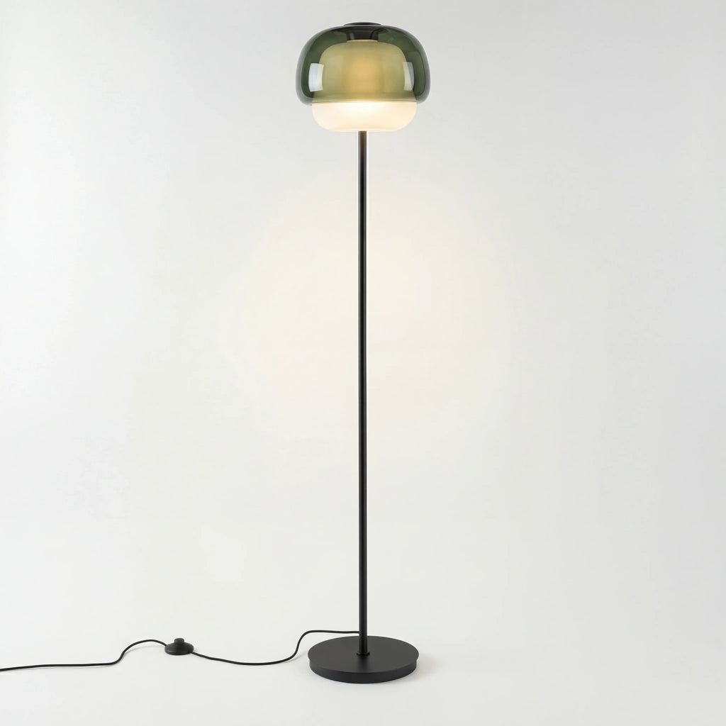 Lampada da Terra in Vetro Moderna – Lampada di Design Elegante con Illuminazione Ambientale