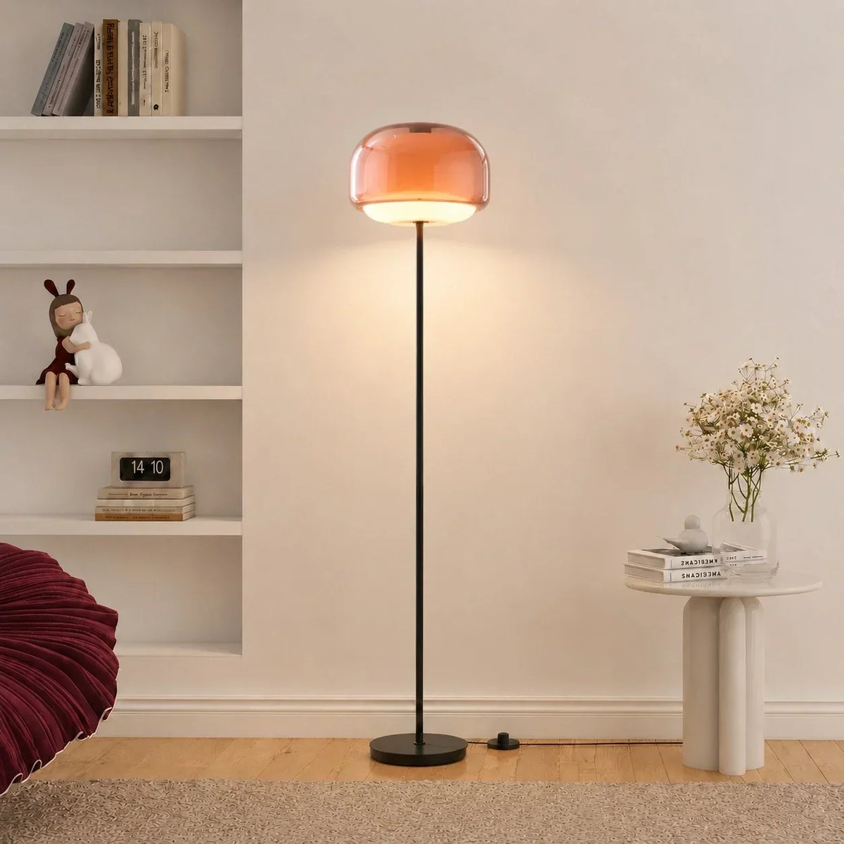 Lampada da Terra in Vetro Moderna – Lampada di Design Elegante con Illuminazione Ambientale