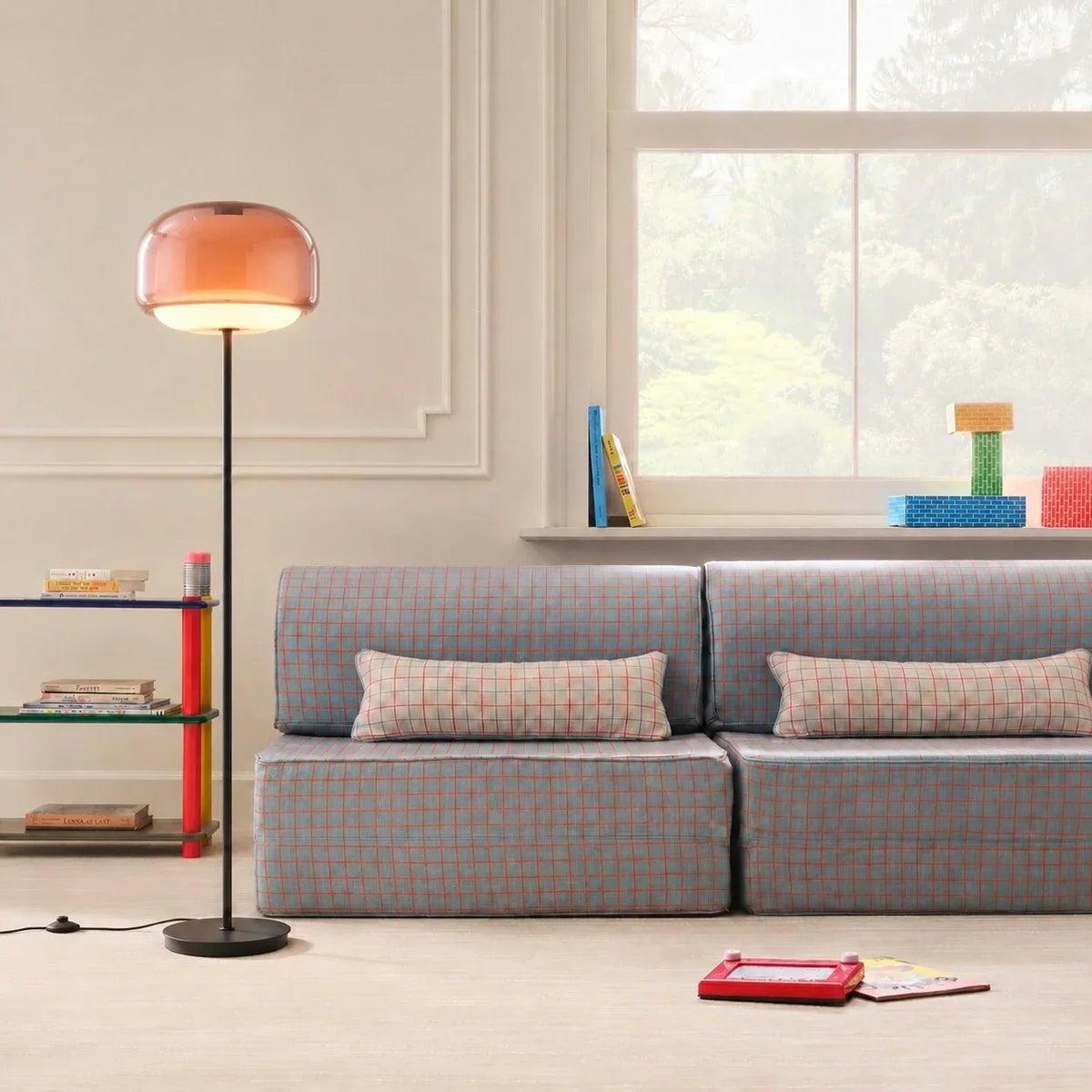 Lampada da Terra in Vetro Moderna – Lampada di Design Elegante con Illuminazione Ambientale
