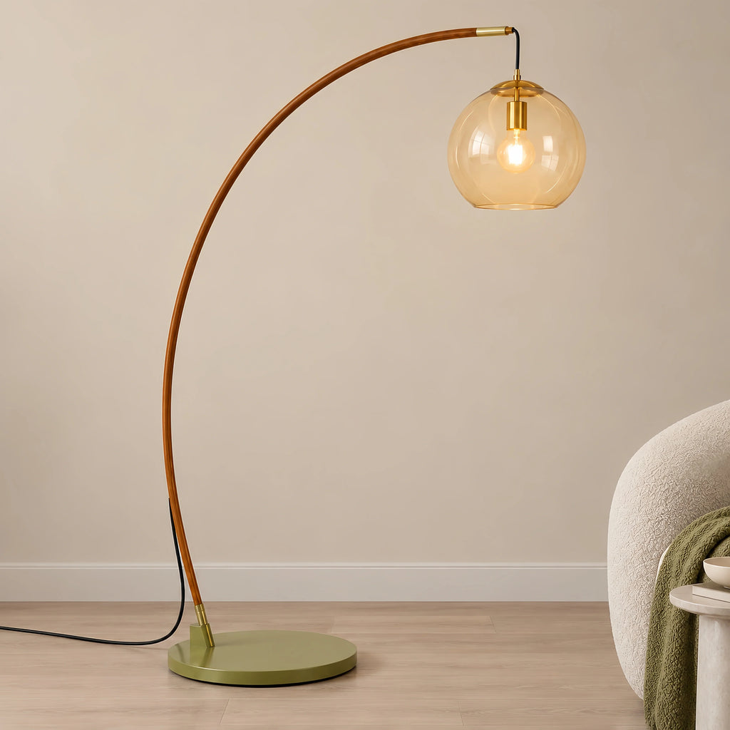 Lampada da Terra in Vetro Moderna – Illuminazione Elegante con Paralume in Vetro