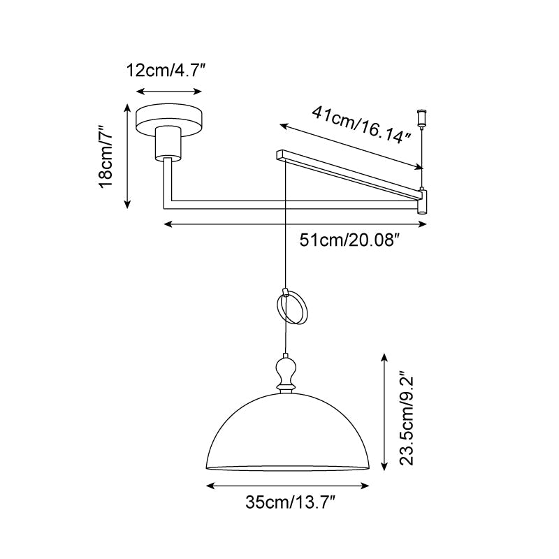 Lampada a sospensione Maribel con braccio oscillante