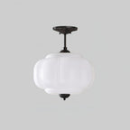 Lampada a soffitto in vetro a semi-plafoniera con forma arrotondata