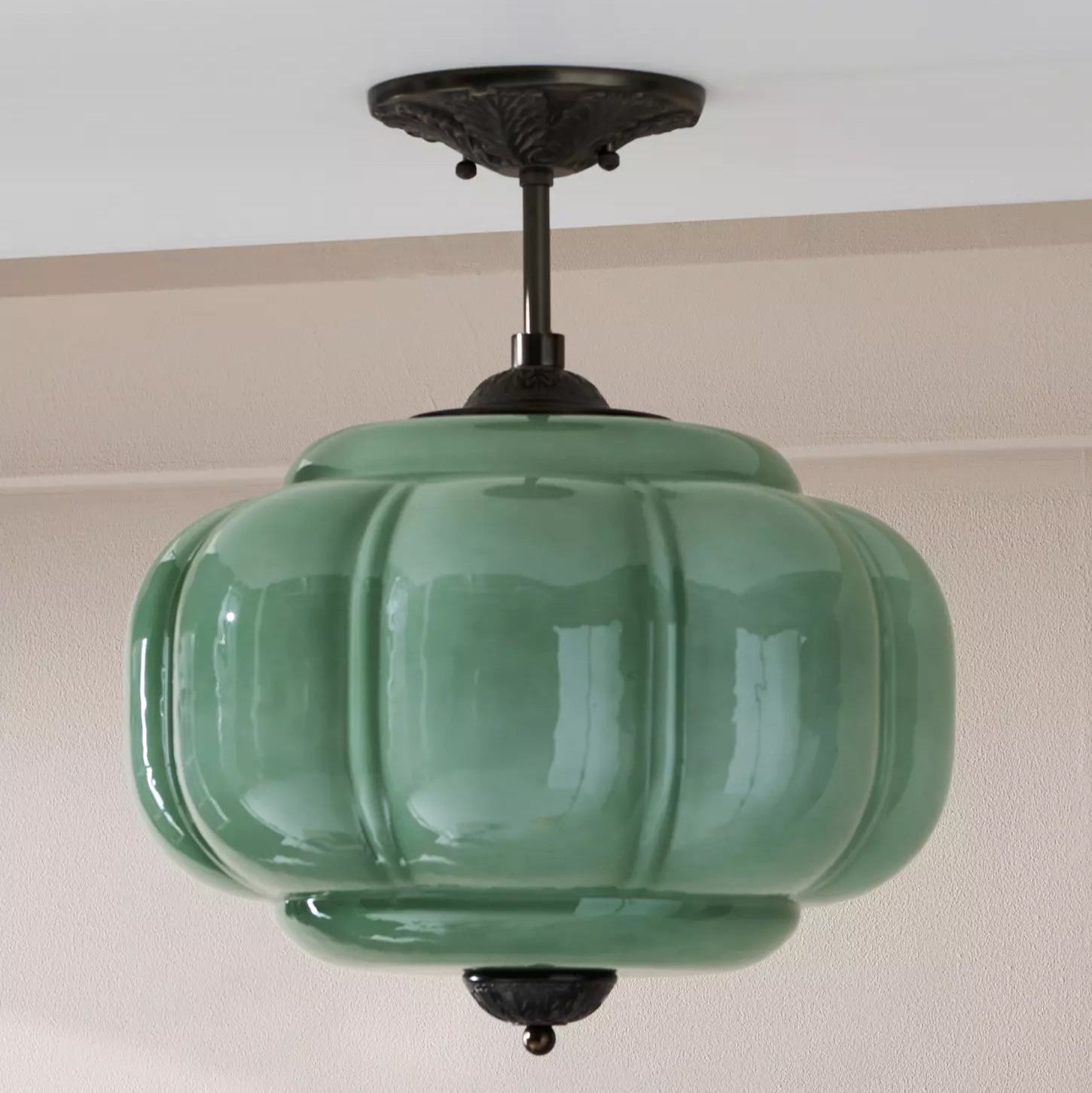 Eldio Luce a Soffitto Semifluida in Vetro Verde