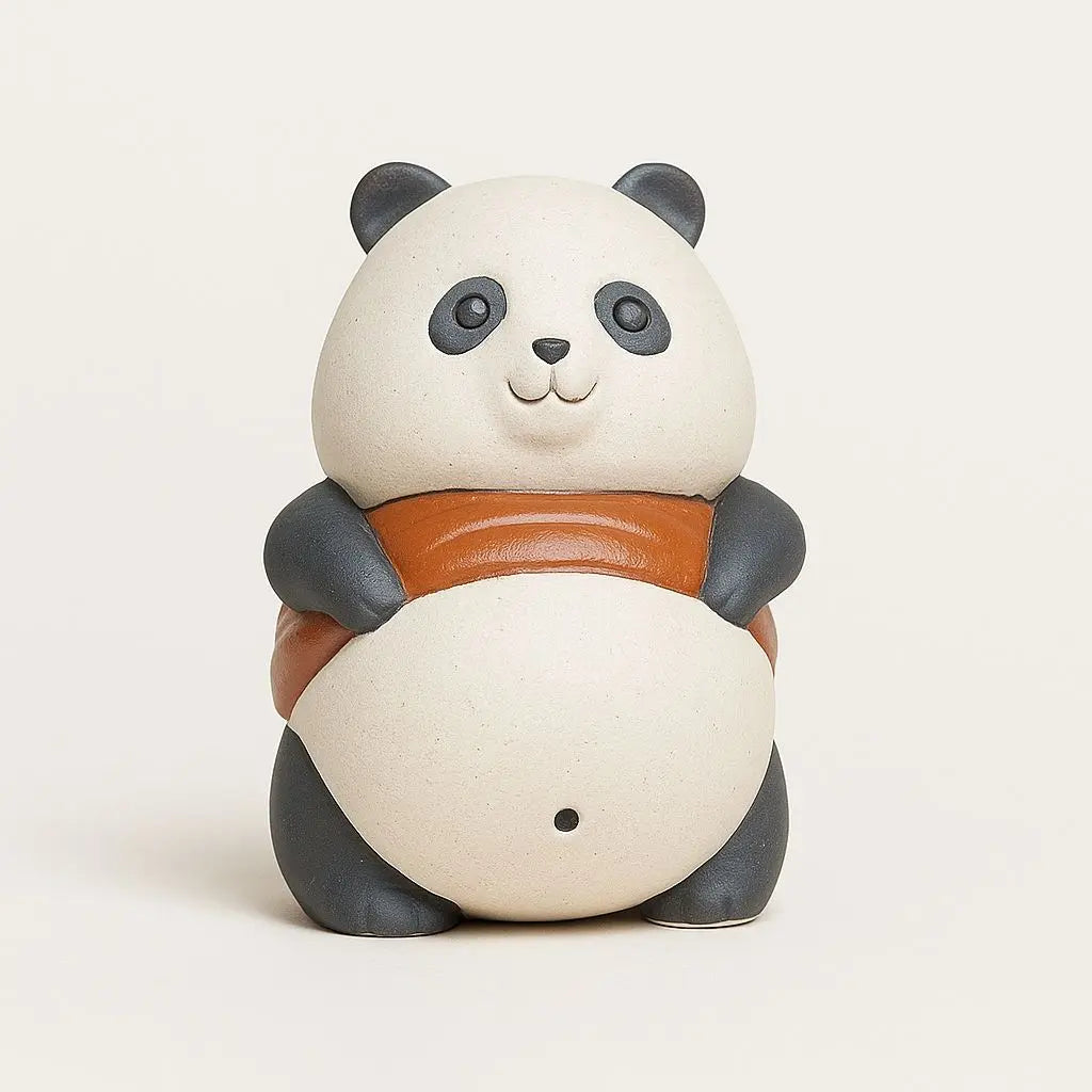 Elva Panda Tea Pet – Ornamento in Argilla di Sabbia Viola